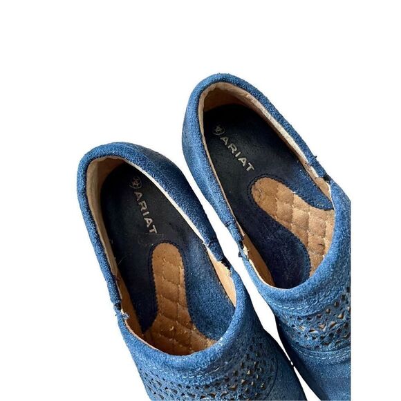 Ariat Blue Piedmont Textured Leather Laser Cut Clogs size 6.5 B - Picture 5 of 11